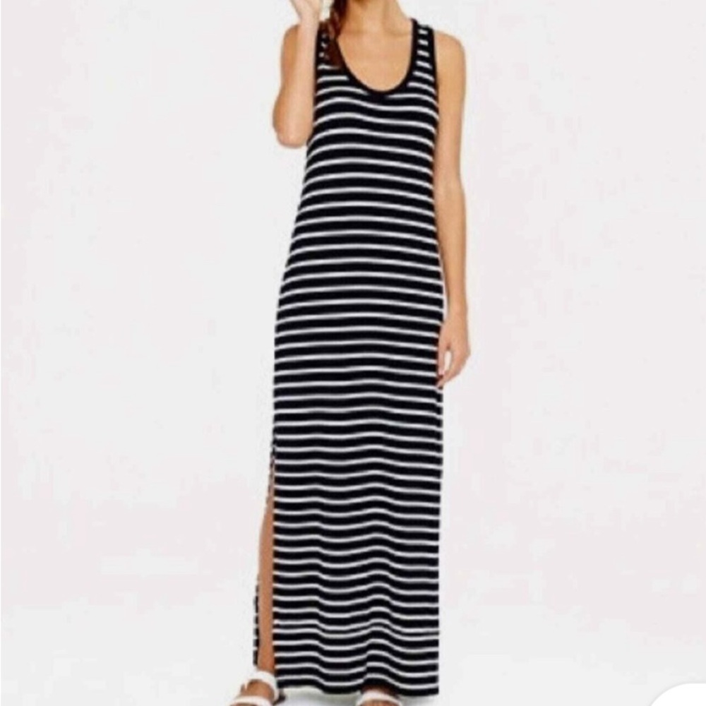 J.CREW Striped Classic Sleeveless Maxi Long Racerback Dress Sz Medium Slit Hems
